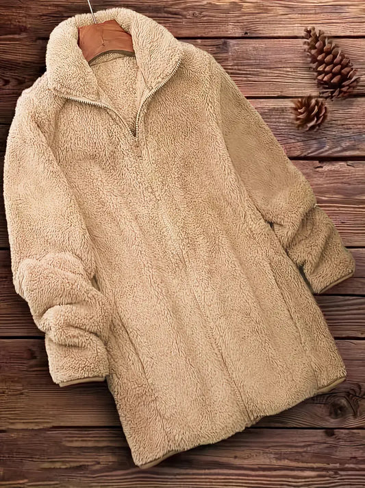 WOMEN'S CASUAL LONG SLEEVE ZIP UP TEDDY COAT