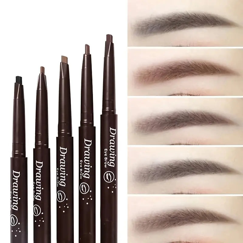 WATERPROOF 5 COLORS NATURAL MAKEUP DOUBLE HEADS AUTOMATIC EYEBROW PENCIL