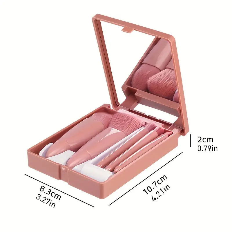 5 PIECE/SET PORTABLE MINI MAKEUP BRUSH SET WITH MIRROR