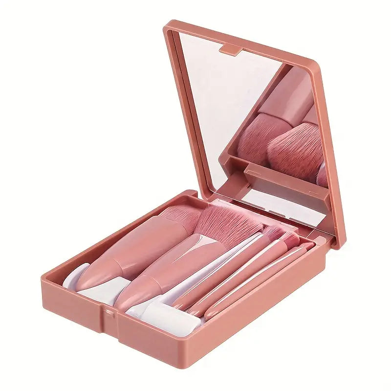 5 PIECE/SET PORTABLE MINI MAKEUP BRUSH SET WITH MIRROR